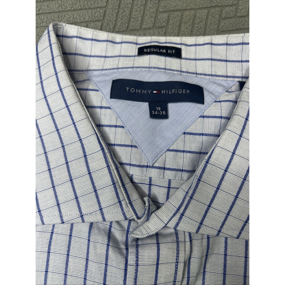 Tommy Hilfiger Mens Regular Fit Button Down Shirt, Blue, Size 18, 34-35, 2XL